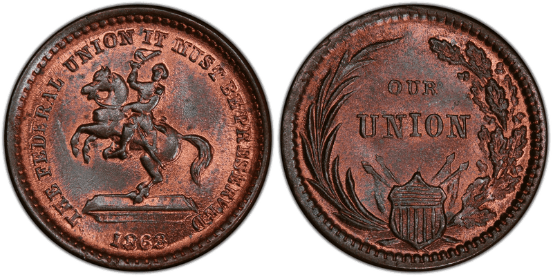 (1863) Civil War Patriotic Token F-178/267a, Our Union