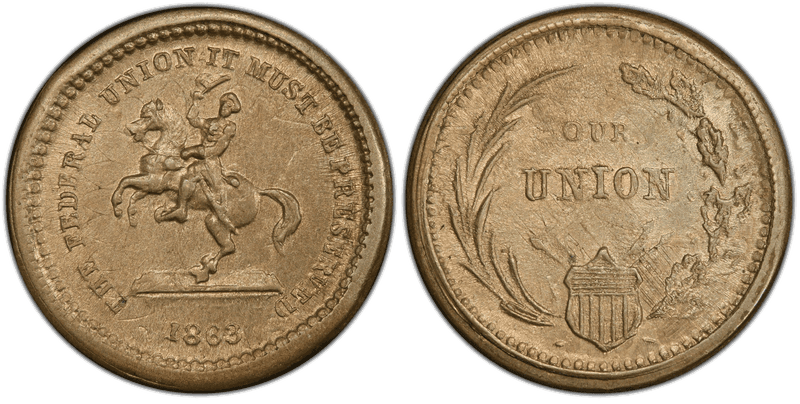 (1863) Copper-Nickel Civil War Patriotic Token F-178/267do, The Federal Union