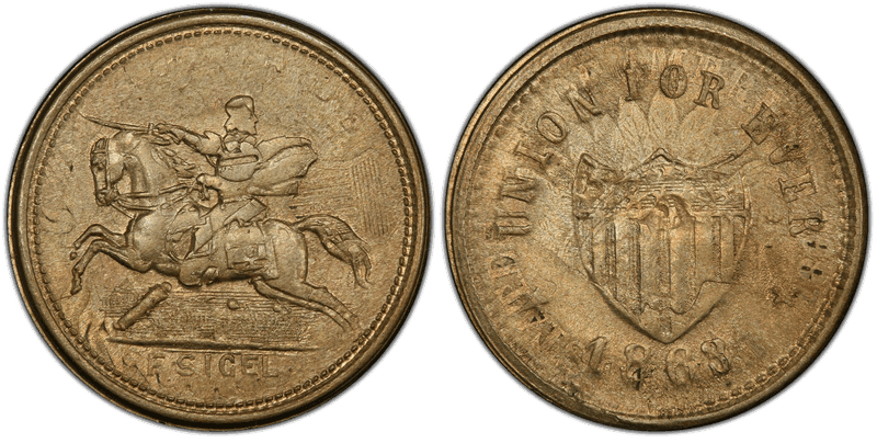(1863) Copper-Nickel Civil War Patriotic Token F-180/341do, Union For Ever