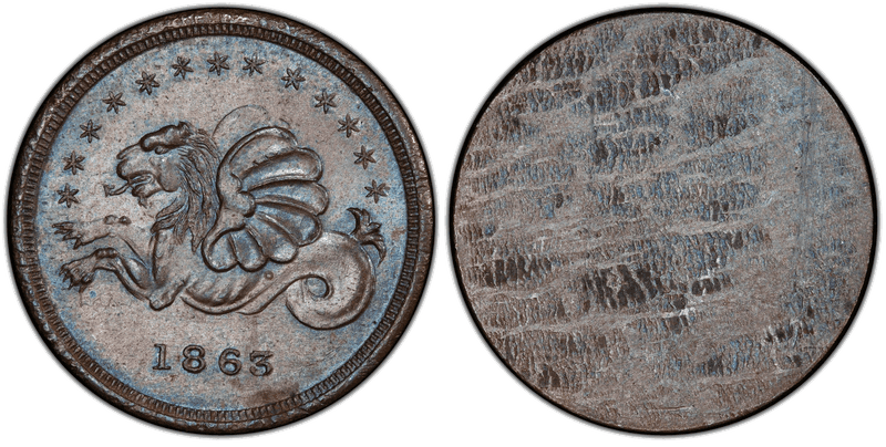 (1863) Copper Civil War Store Card F-185B/0a, Uniface
