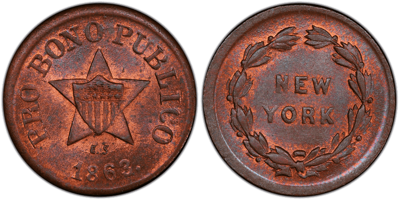 (1863) Civil War Patriotic Token F-191/443a, Pro Bono Publico