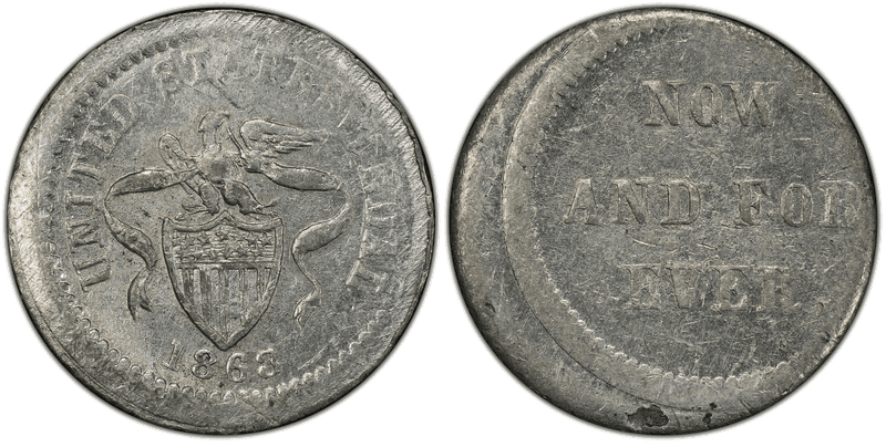 (1863) White Metal Civil War Patriotic Token F-199/440e, United States Medal