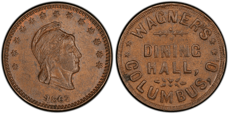 (1863) Copper Civil War Store Card F-200I-1a, Wagner's OH