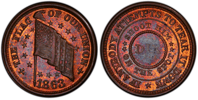 (1863) Civil War Patriotic Token F-205/410a, Flag of Our Union