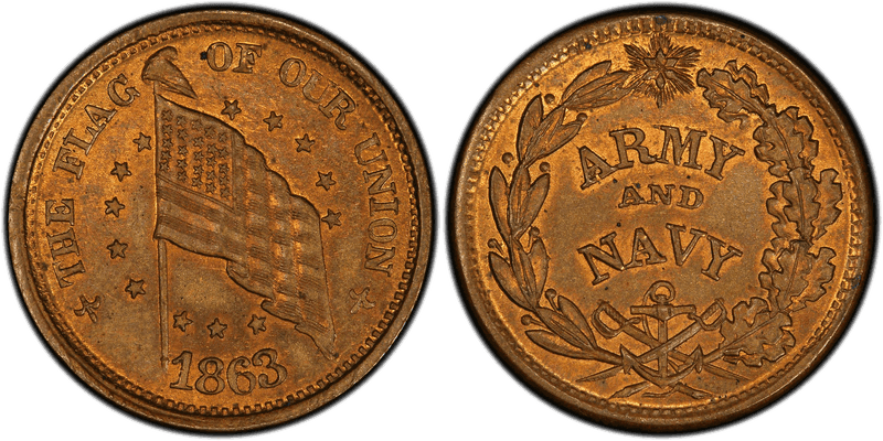 (1863) Civil War Patriotic Token F-206/323a, The Flag of Our Union