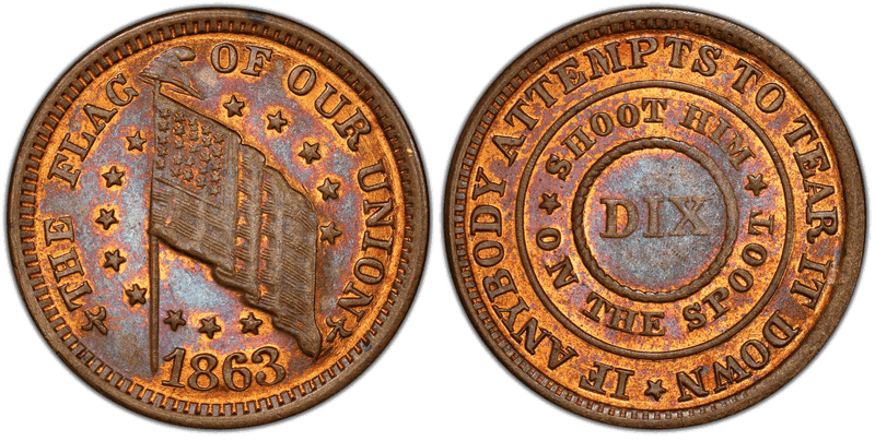 (1863) Brass Civil War Patriotic Token F-209/414, Shoot on the Spoot