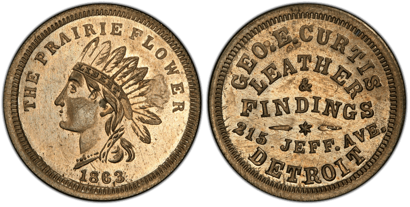 (1863) Copper-Nickel Civil War Store Card F-225T-4d, Geo. E. Curtis MI