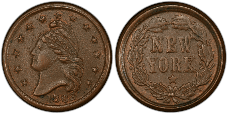 (1863) Copper Civil War Patriotic Token F-22/442a, New York