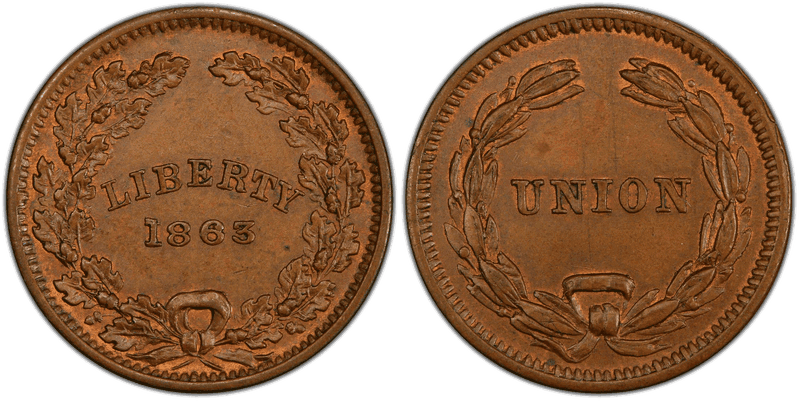 (1863) Copper Civil War Patriotic Token F-236/426a, Liberty-Union