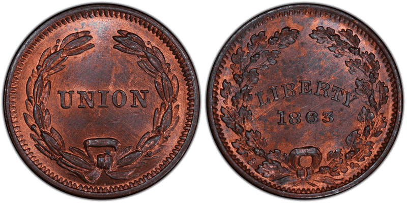 (1863) Civil War Patriotic Token F-236/426a, Liberty-Union