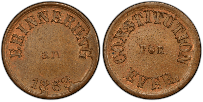 (1863) Civil War Patriotic Token F-243/247a, Constitution