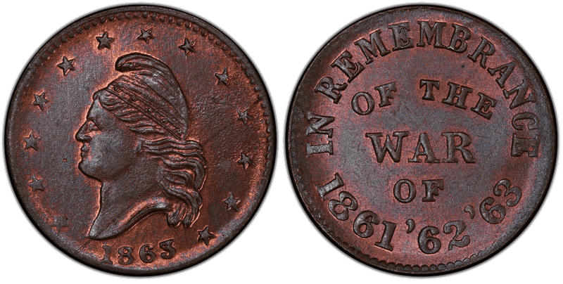 (1863) Copper Civil War Patriotic Token F-24/246a, Remembrance of the War
