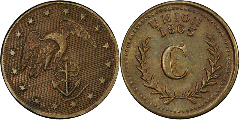(1863) Brass Civil War Patriotic Token F-283/427b, Union