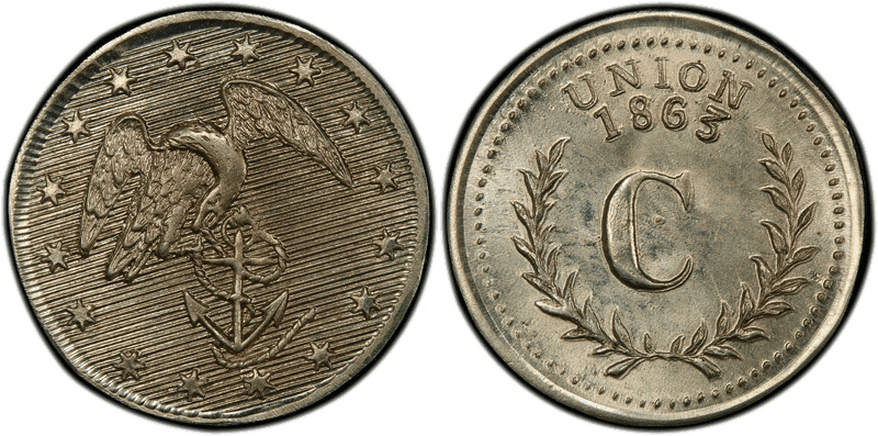 (1863) German Silver Civil War Patriotic Token F-283/427j, Union