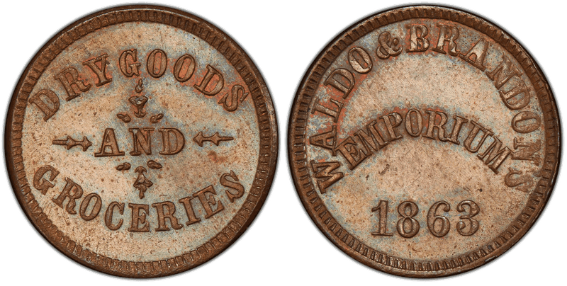 (1863) Civil War Store Card F-310F-1a, Waldo & Brandon's WI