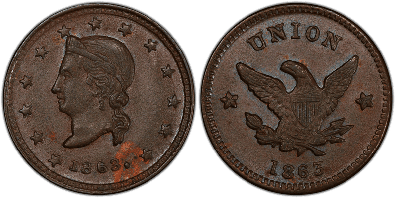 (1863) Civil War Patriotic Token F-31/279a, Union Eagle