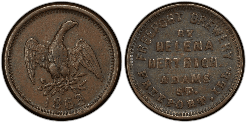 (1863) Civil War Store Card F-320E-1a, Helena Hertrich IL