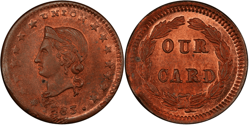 (1863) Copper Civil War Patriotic Token F-34/277a, Our Card