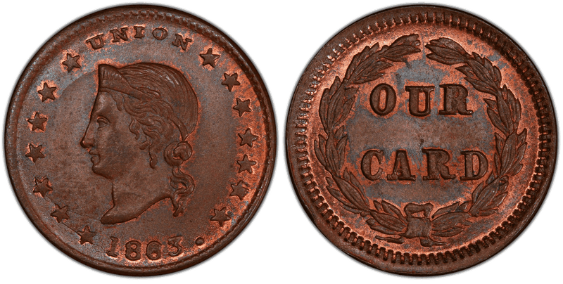 (1863) Civil War Patriotic Token F-34/277a, Our Card