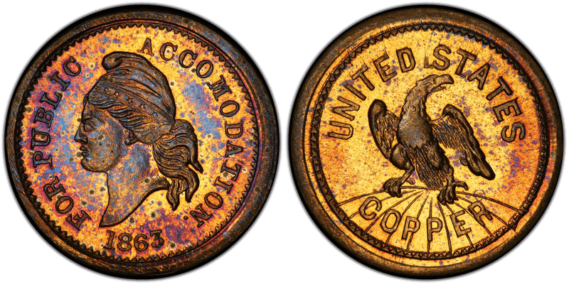 (1863) Brass Civil War Patriotic Token F-37/434b, For Public Accommodation