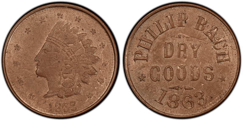 (1863) Copper-Nickel Civil War Store Card F-40A-1do, Philip Bach MI