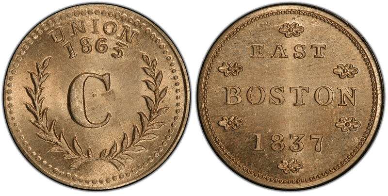 (1863) Copper-Nickel Civil War Patriotic Token F-427/472d, Union-East Boston