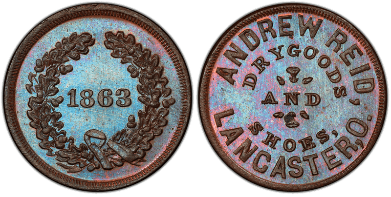 (1863) Copper Civil War Store Card F-440D-1a, Andrew Reid OH