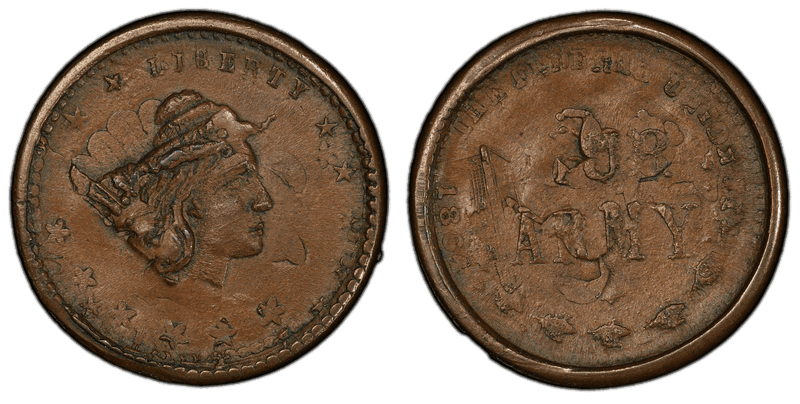 (1863) Copper Civil War Patriotic Token F-45/332ao, Our Army