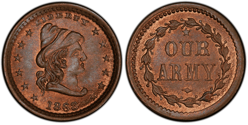 (1863) Copper-Nickel Civil War Patriotic Token F-45/332d, Our Army