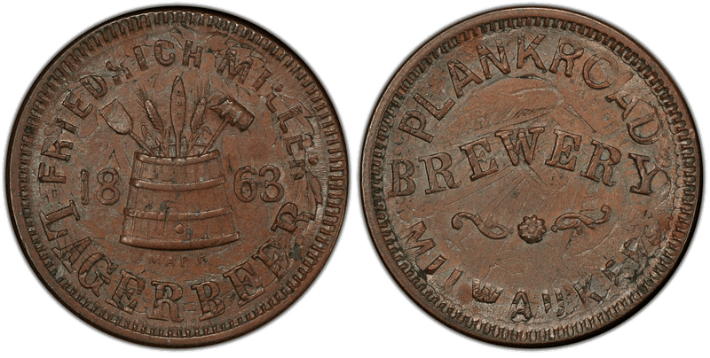 (1863) Copper Civil War Store Card F-510Ab-1ao, Friedrich Miller WI