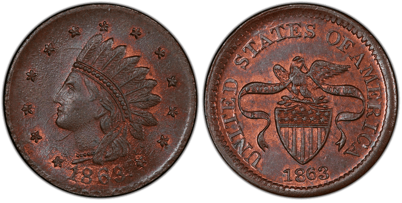 (1863) Civil War Patriotic Token F-61/198a, United States of America