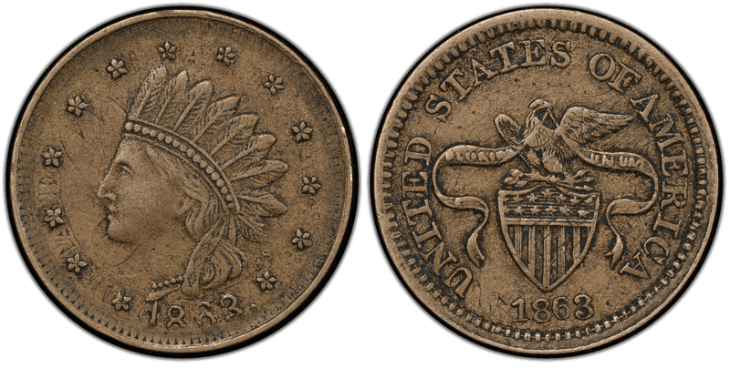 (1863) Civil War Patriotic Token F-61/198do, C-N
