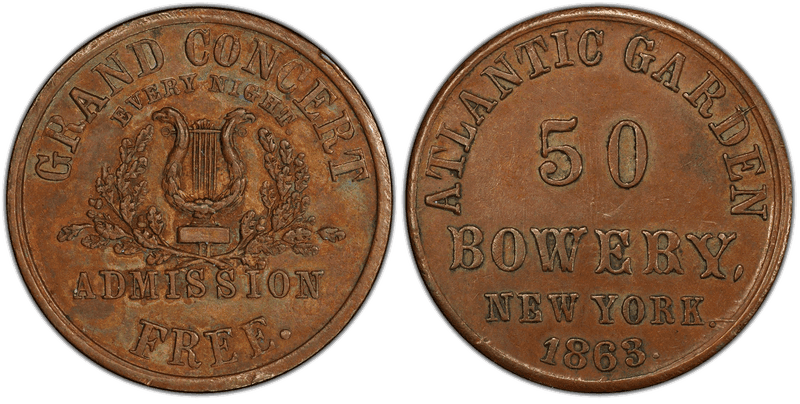(1863) Civil War Store Card F-630A-1a, Atlantic Garden NY