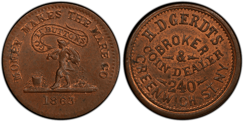(1863) Civil War Store Card F-630AD-2a, H.D. Gerdts NY
