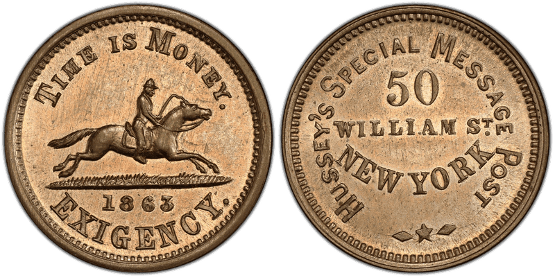 (1863) Copper-Nickel Civil War Store Card F-630AK-1d, Hussey's NY