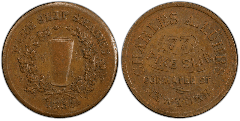 (1863) Copper-Nickel Civil War Store Card F-630AR-1do, Charles A. Luhrs NY