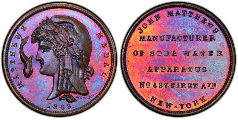 (1863) Bronze Civil War Store Card F-630AV-1a, John Matthews NY