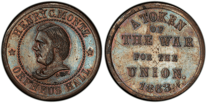 (1863) Copper Civil War Store Card F-630BC-1ao, Henry C. Montz NY