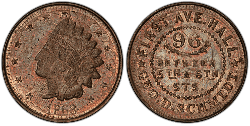 (1863) Copper-Nickel Civil War Store Card F-630BN-1do, Geo. D. Schmidt NY