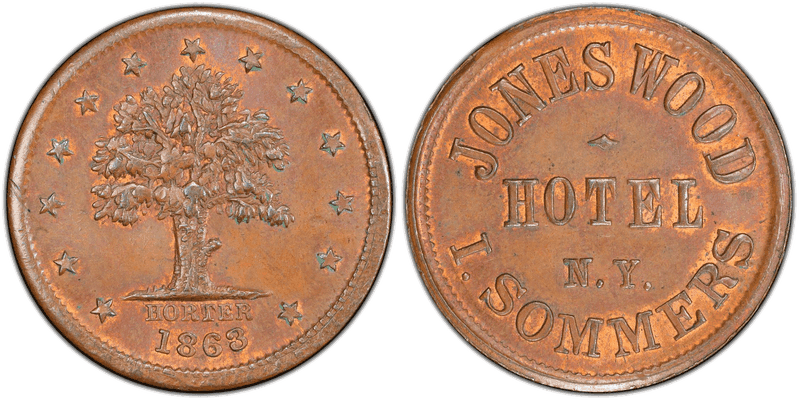 (1863) Copper Civil War Store Card F-630BR-1a, I. Sommers NY