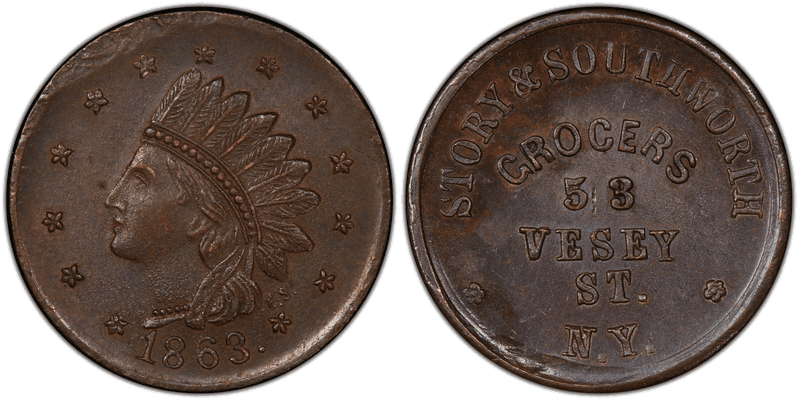 (1863) Civil War Store Card F-630BV-2a, Story & Southworth NY