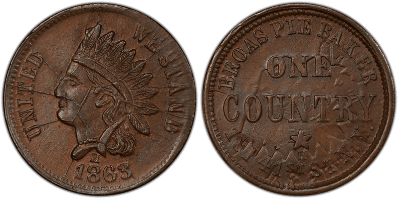(1863) Copper Civil War Store Card F-630L-14ao, NY