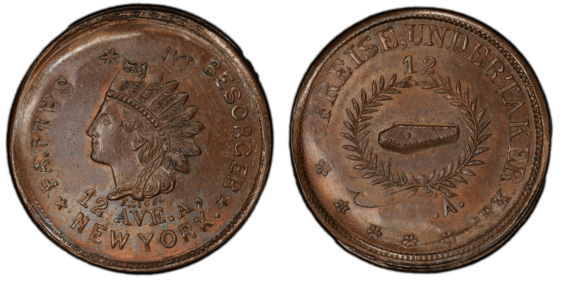 (1863) Copper Civil War Store Card F-630Z-1ao, Fr. Freise NY