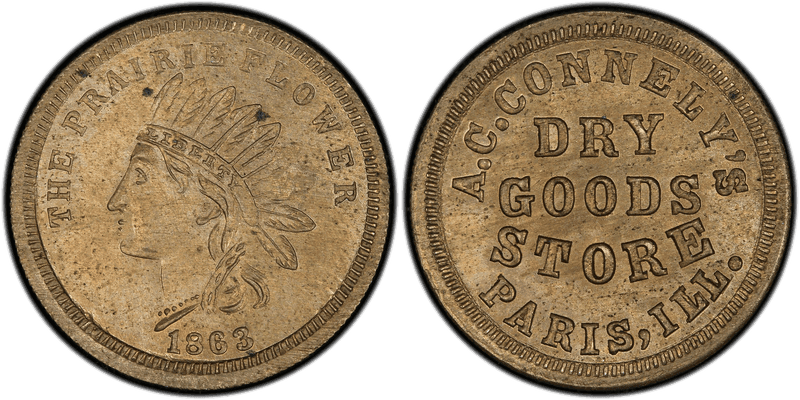 (1863) Copper Civil War Store Card F-690B-5d, Ni A.C. Connely''s IL