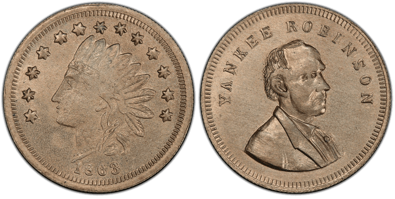 (1863) Copper-Nickel Civil War Store Card F-692A-15d, Yankee Robinson IL