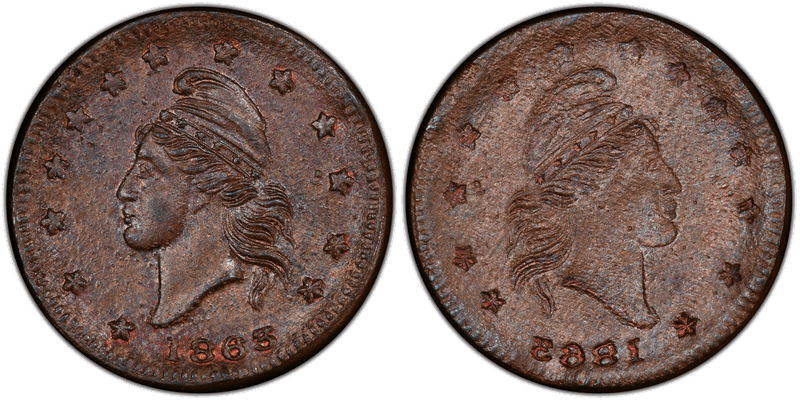 (1863) Copper Civil War Store Card F-6a, Full Brockage