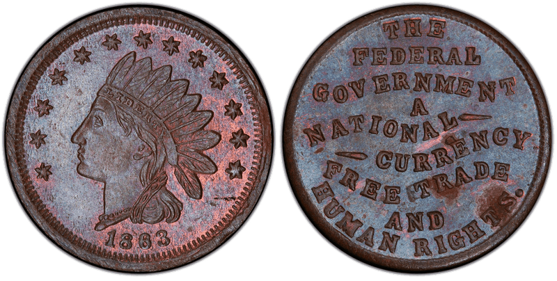 (1863) Copper Civil War Patriotic Token F-71/467a, The Federal Government