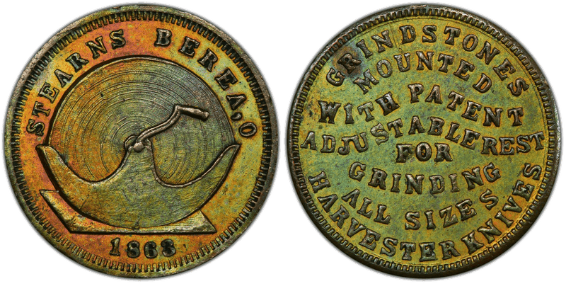 (1863) Copper Civil War Store Card F-74A-16a, Stearns OH