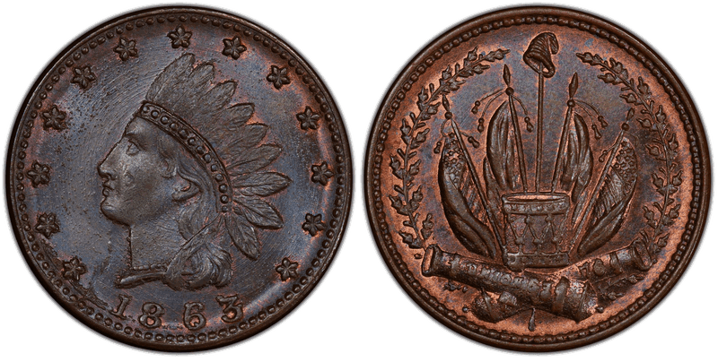 (1863) Civil War Patriotic Token F-81/351a, Crossed Cannons