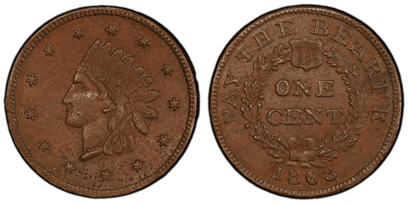 (1863) Civil War Patriotic Token F-83/264a, Pay the Bearer